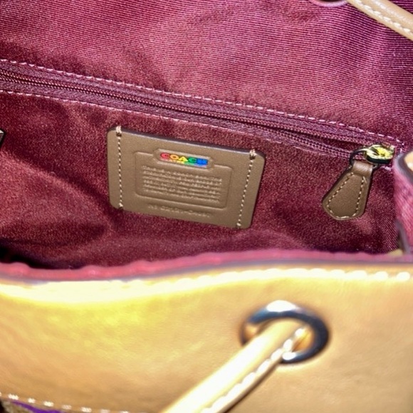 Coach Pennie Backpack in Brown with Rainbow Signature Logo - Picture 6 of 7